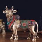 Brass Superfine Standing Nandi Idol | 10.5" Height | Premium Stonework | Sacred Hindu Art | Traditional Collection | Divine Presence | Jaipurio